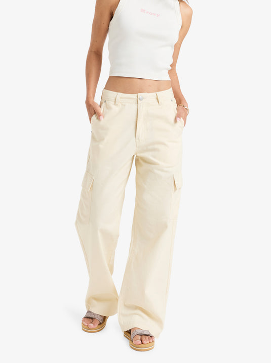 Roxy Women's Left Again Cargo Pants Parchment ERJNP03625-TEC0