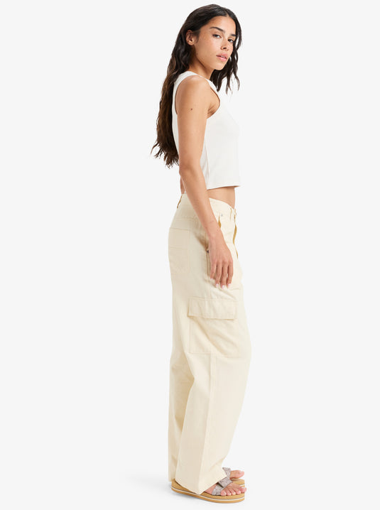 Roxy Women's Left Again Cargo Pants Parchment ERJNP03625-TEC0