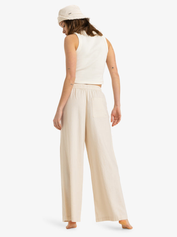 Load image into Gallery viewer, Roxy Women&#39;s Lekeitio Break Elastic Waist Pants Parchment ERJNP03636_TEC0
