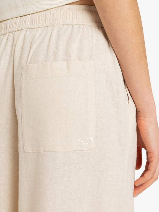 Roxy Women's Lekeitio Break Elastic Waist Pants Parchment ERJNP03636_TEC0