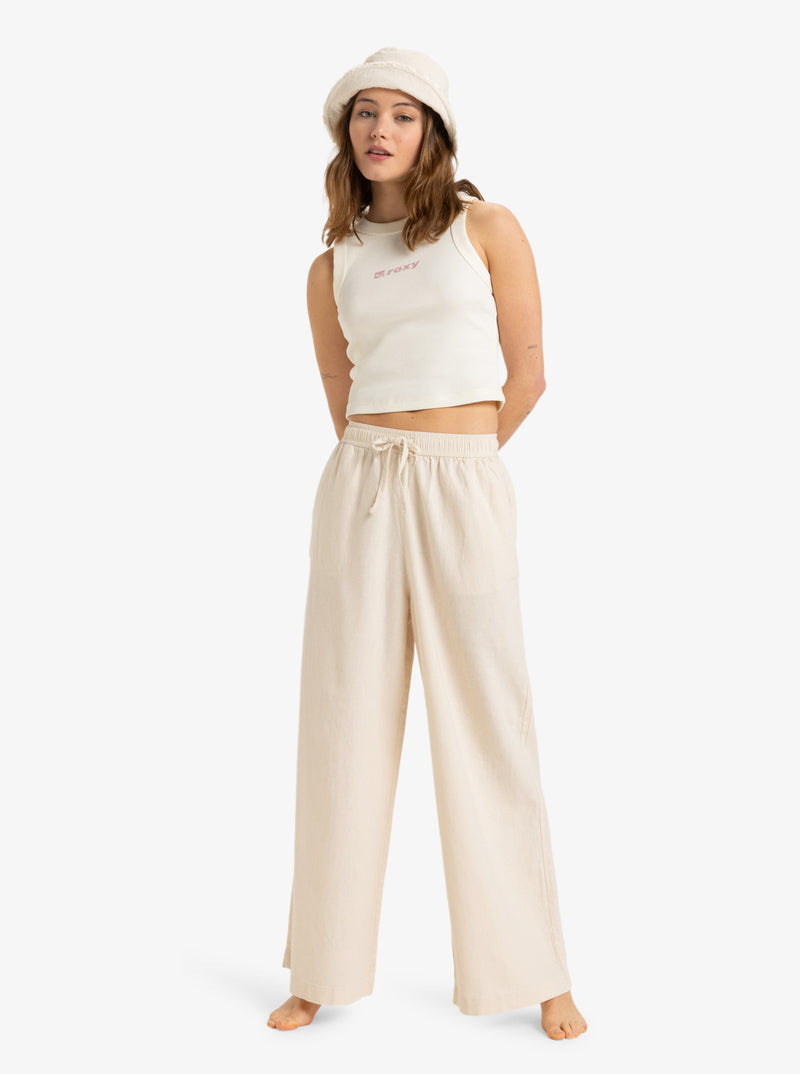 Load image into Gallery viewer, Roxy Women&#39;s Lekeitio Break Elastic Waist Pants Parchment ERJNP03636_TEC0
