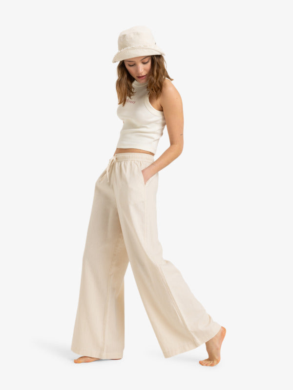 Load image into Gallery viewer, Roxy Women&#39;s Lekeitio Break Elastic Waist Pants Parchment ERJNP03636_TEC0
