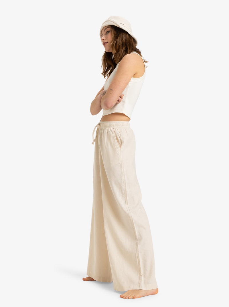Load image into Gallery viewer, Roxy Women&#39;s Lekeitio Break Elastic Waist Pants Parchment ERJNP03636_TEC0

