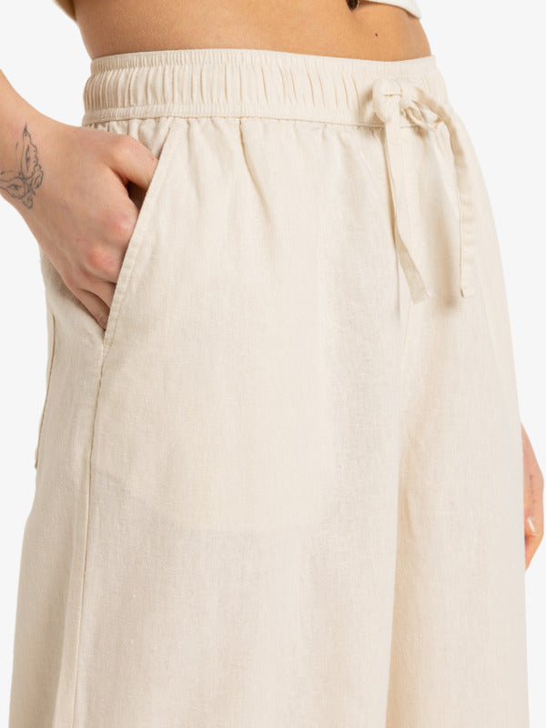 Load image into Gallery viewer, Roxy Women&#39;s Lekeitio Break Elastic Waist Pants Parchment ERJNP03636_TEC0
