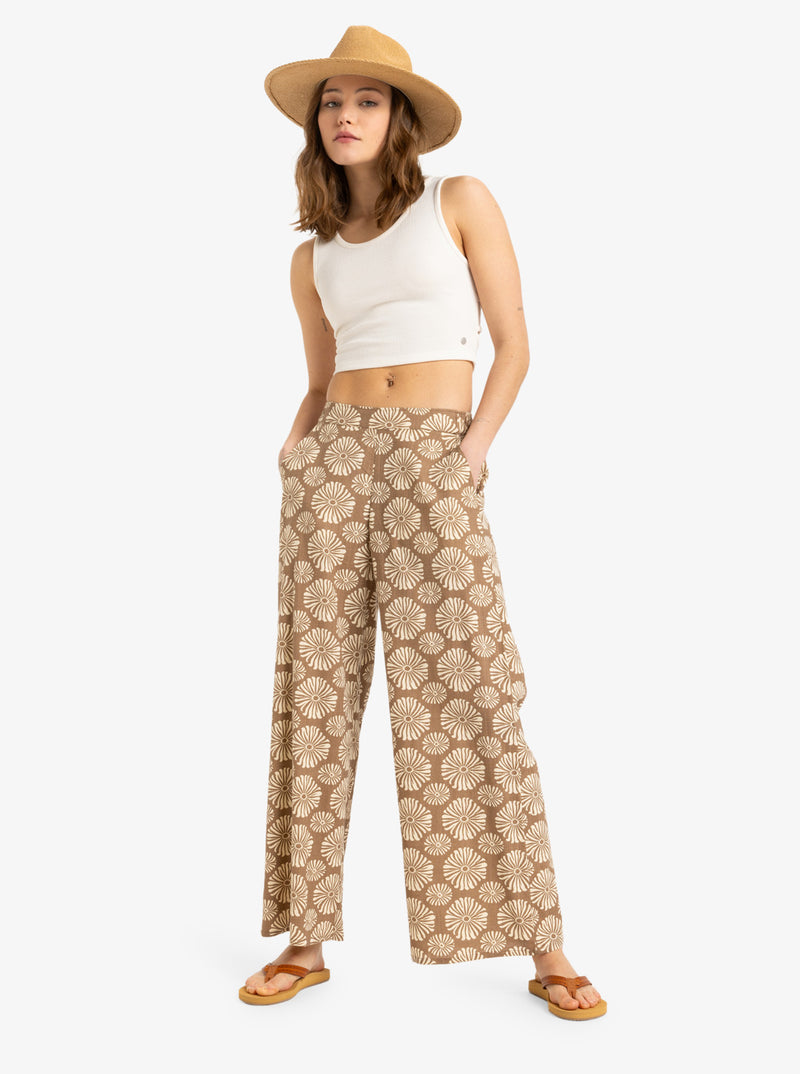 Load image into Gallery viewer, Roxy Women&#39;s Midnight Avenue Elastic Waist Pants Portobella Tropical Tile ERJNP03637-CZU5
