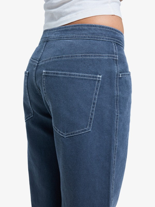 Load image into Gallery viewer, Roxy Women's Chloe Kim Pop Stitch Low Rise Relaxed Pants True Black ERJNP03687-KVJ0
