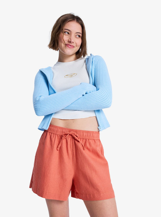 Roxy Women's Lekeitio Break Elasticated Waist Beach Shorts Apricot Brandy ERJNS03490-MLN0