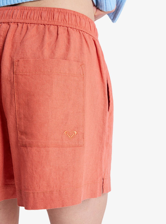 Roxy Women's Lekeitio Break Elasticated Waist Beach Shorts Apricot Brandy ERJNS03490-MLN0