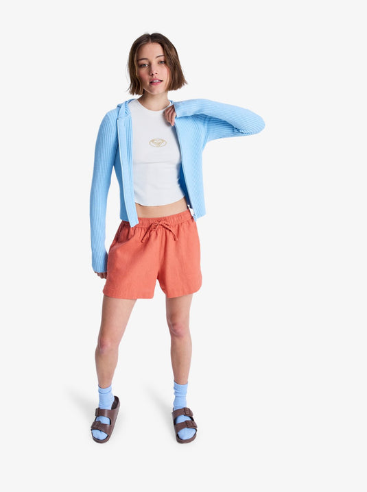 Roxy Women's Lekeitio Break Elasticated Waist Beach Shorts Apricot Brandy ERJNS03490-MLN0