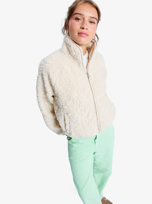 Roxy Women's Blurry Cloud Full Zip Relaxed Fleece Parchment ERJPF03212-TEC0