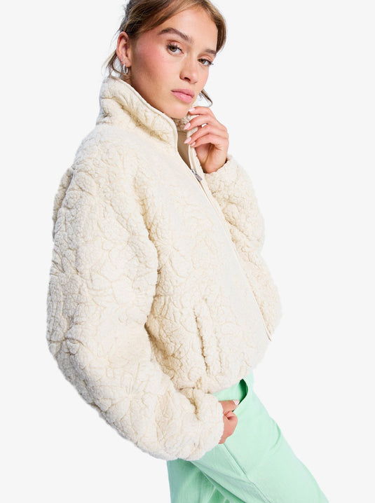 Roxy Women's Blurry Cloud Full Zip Relaxed Fleece Parchment ERJPF03212-TEC0