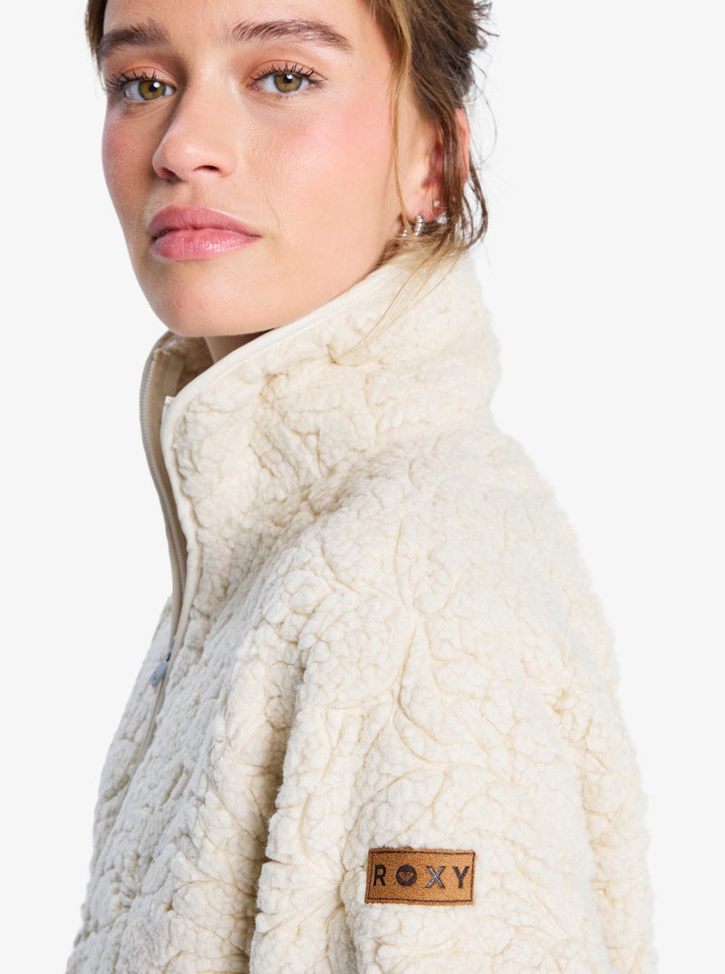 Load image into Gallery viewer, Roxy Women&#39;s Blurry Cloud Full Zip Relaxed Fleece Parchment ERJPF03212-TEC0
