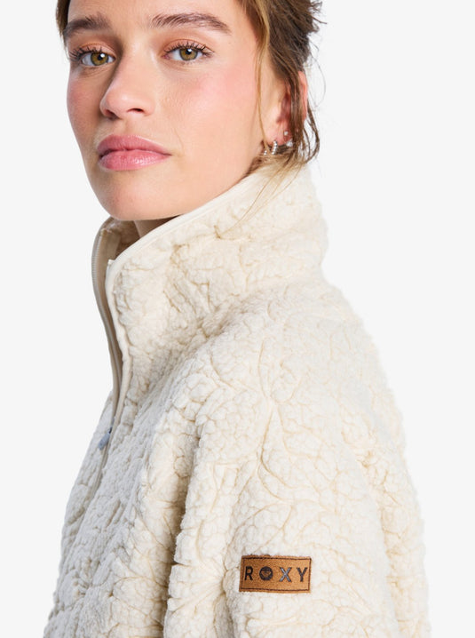 Roxy Women's Blurry Cloud Full Zip Relaxed Fleece Parchment ERJPF03212-TEC0