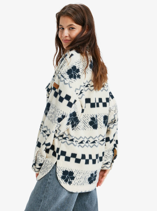 Roxy Women's Morning Crush Shacket Fleece Shacket Parchment Morning Crush ERJPF03214-TEC5