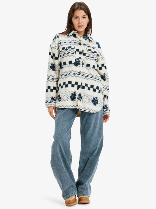 Roxy Women's Morning Crush Shacket Fleece Shacket Parchment Morning Crush ERJPF03214-TEC5