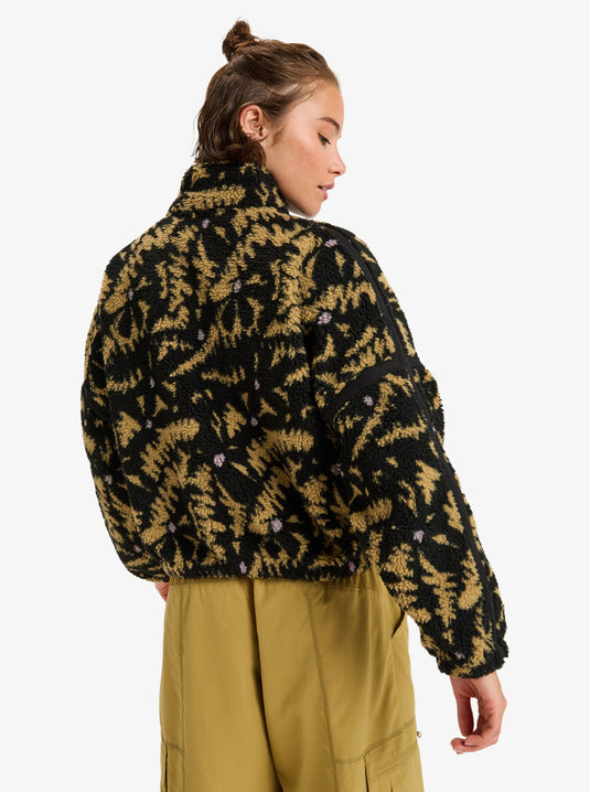 Roxy Women's Boundless Spirit Zippered Sherpa Jacket Anthracite Big Flowers ERJPF03220-KVJ3