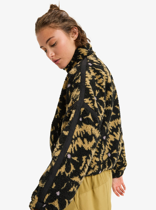 Roxy Women's Boundless Spirit Zippered Sherpa Jacket Anthracite Big Flowers ERJPF03220-KVJ3