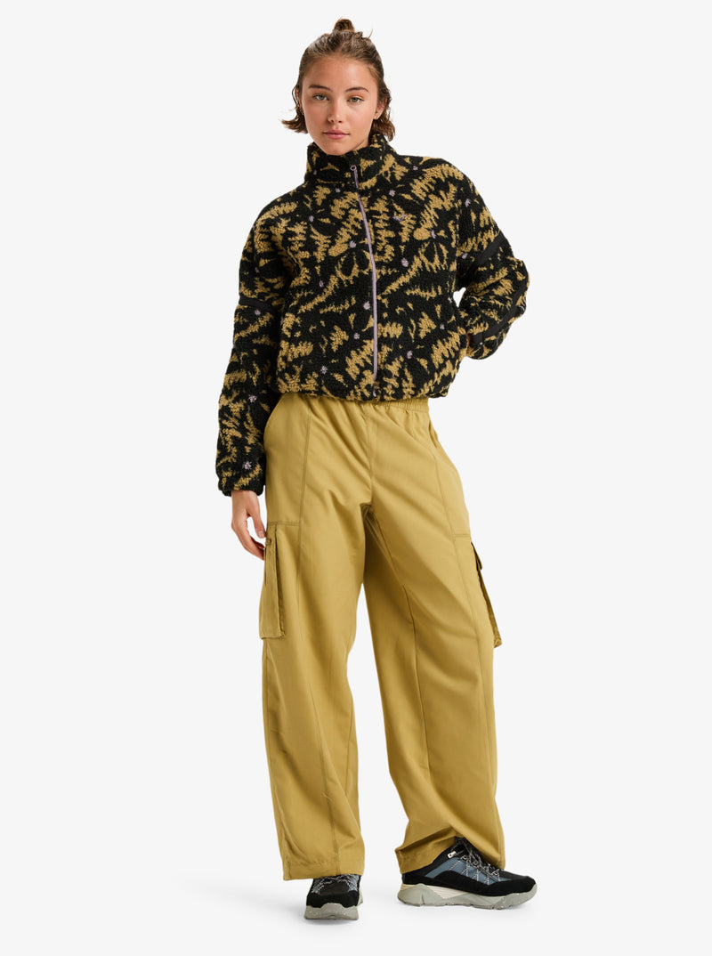 Load image into Gallery viewer, Roxy Women&#39;s Boundless Spirit Zippered Sherpa Jacket Anthracite Big Flowers ERJPF03220-KVJ3
