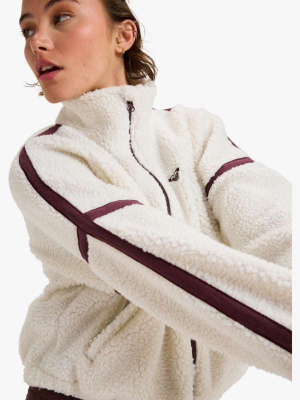 Load image into Gallery viewer, Roxy Women&#39;s Boundless Spirit Zippered Sherpa Jacket Whisper White ERJPF03220_WCF0
