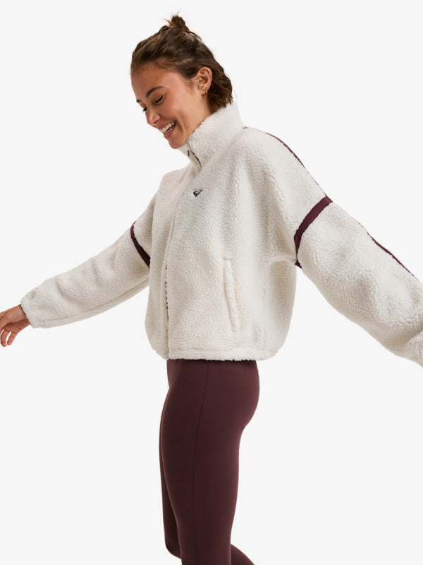 Load image into Gallery viewer, Roxy Women&#39;s Boundless Spirit Zippered Sherpa Jacket Whisper White ERJPF03220_WCF0
