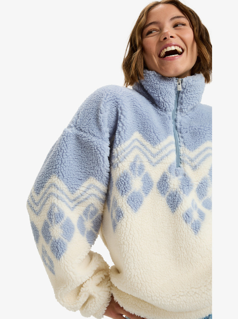 Load image into Gallery viewer, Roxy Women&#39;s Mountain Story Half Zip Fleece Egret ERJPF03228-WBS0
