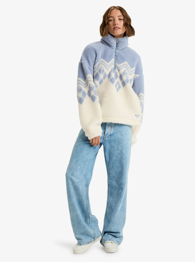 Load image into Gallery viewer, Roxy Women&#39;s Mountain Story Half Zip Fleece Egret ERJPF03228-WBS0
