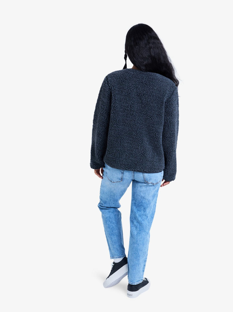 Load image into Gallery viewer, Roxy Women&#39;s Iconic Town Button Up Polar Fleece Top Phantom ERJPF03229_KTA0
