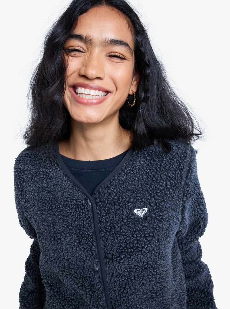 Load image into Gallery viewer, Roxy Women&#39;s Iconic Town Button Up Polar Fleece Top Phantom ERJPF03229_KTA0
