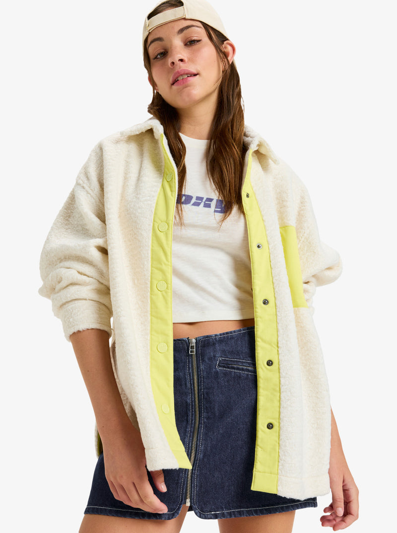 Load image into Gallery viewer, Roxy Women&#39;s Chloe Kim Polar Shacket White Cap ERJPF03231-WCF0
