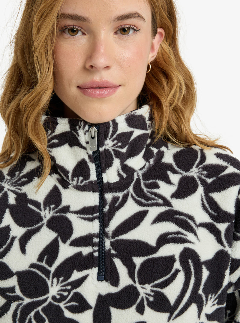 Load image into Gallery viewer, Roxy Women&#39;s Live Out Loud Half Zip Regular Fleece Egret Klaeido ERJPF03233_WBS6

