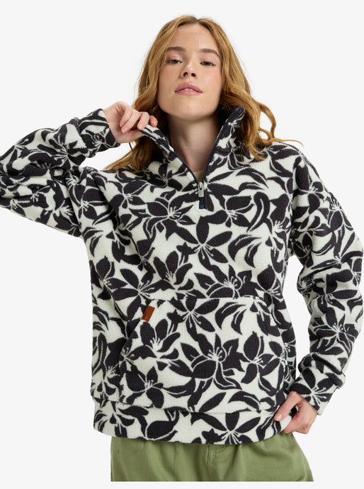 Roxy Women's Live Out Loud Half Zip Regular Fleece Egret Klaeido ERJPF03233_WBS6