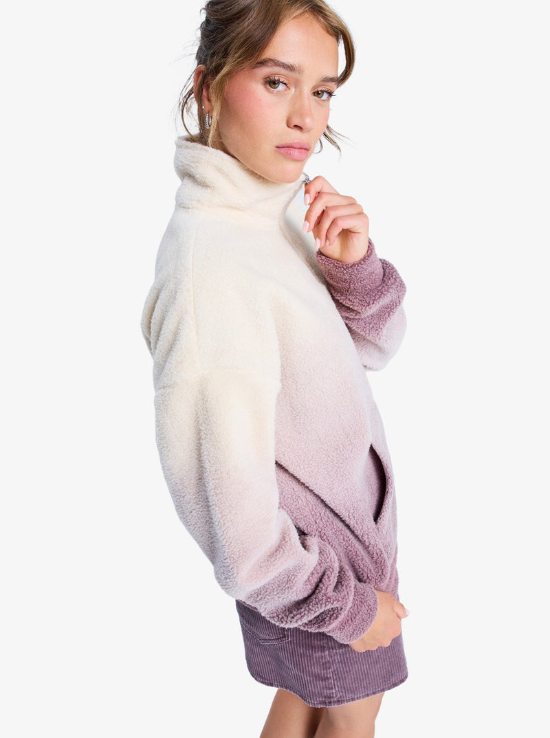 Load image into Gallery viewer, Roxy Women&#39;s Live Out Loud Gradient Printed Half Zip Fleece Huckleberry ERJPF03237-RRF0
