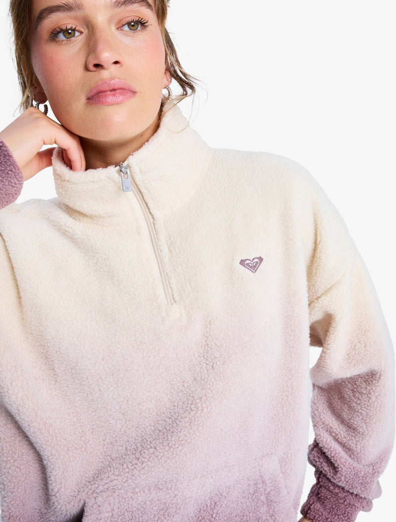 Load image into Gallery viewer, Roxy Women&#39;s Live Out Loud Gradient Printed Half Zip Fleece Huckleberry ERJPF03237-RRF0
