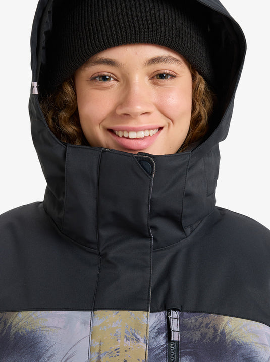 Roxy Women's Jetty Block Snow Jacket Frost Gray Pinetrees ERJTJ03528-SLR1