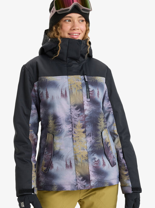 Roxy Women's Jetty Block Snow Jacket Frost Gray Pinetrees ERJTJ03528-SLR1