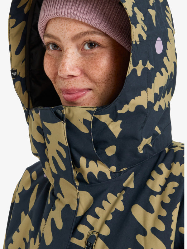 Load image into Gallery viewer, Roxy Women&#39;s Jetty Snow Jacket Fennel Seed Big Flower ERJTJ03529-TMG1
