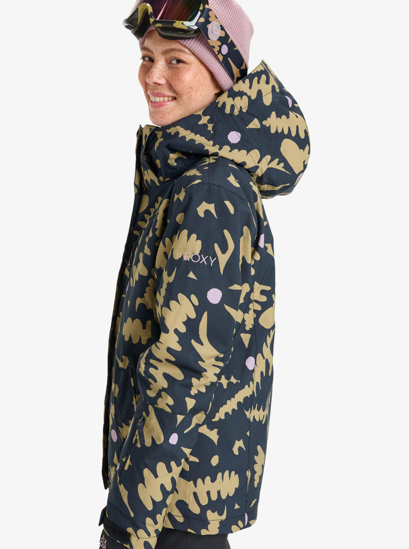 Load image into Gallery viewer, Roxy Women&#39;s Jetty Snow Jacket Fennel Seed Big Flower ERJTJ03529-TMG1
