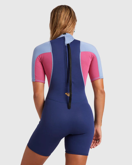 Roxy Women's Prologue 2mm Backzip Short Sleeve Wetsuit Dark Denim ERJW503037-BRQ0