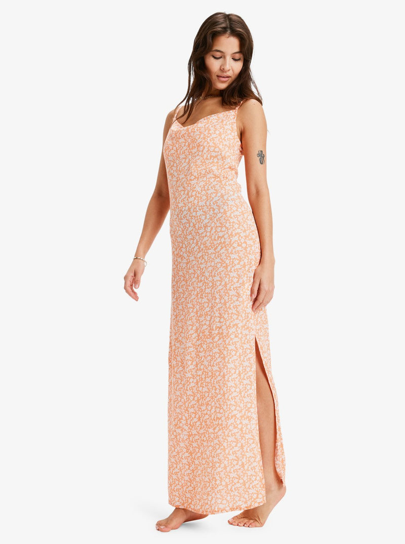 Load image into Gallery viewer, Roxy Women&#39;s Semi Tropic Maxi Crinkle Maxi Dress Nectarine Vaca All Day Ditsy ERJWD03912-NJG6
