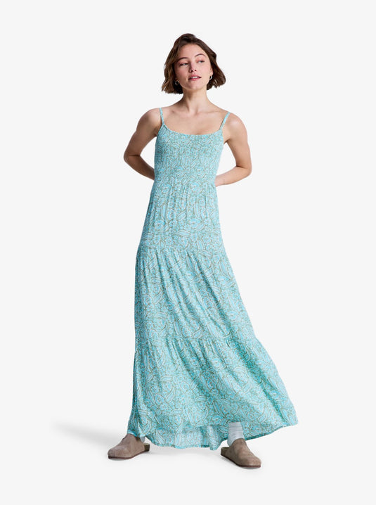 Roxy Women's Tropical Glow Maxi Printed Tiered Dress Oil Green Wildside Paisley ERJWD03965-GLD6