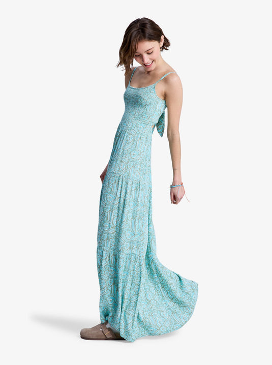 Roxy Women's Tropical Glow Maxi Printed Tiered Dress Oil Green Wildside Paisley ERJWD03965-GLD6