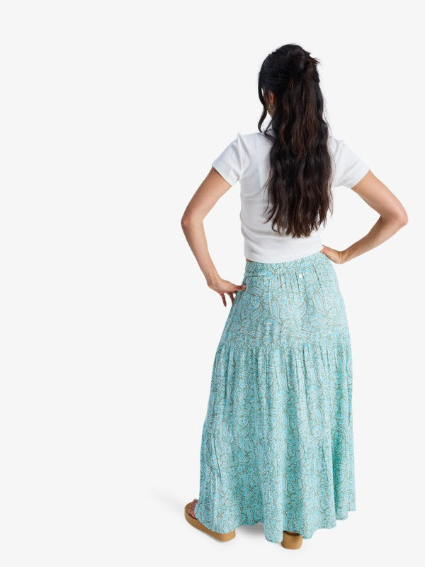 Load image into Gallery viewer, Roxy Women's After Hours Crinkle Maxi Skirt Oil Green Wildside Paisley ERJWK03197-GLD6
