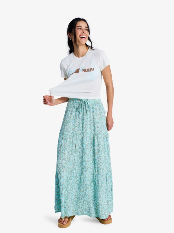 Load image into Gallery viewer, Roxy Women's After Hours Crinkle Maxi Skirt Oil Green Wildside Paisley ERJWK03197-GLD6
