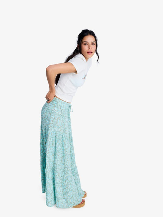 Roxy Women's After Hours Crinkle Maxi Skirt Oil Green Wildside Paisley ERJWK03197-GLD6