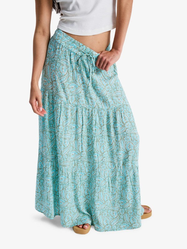 Load image into Gallery viewer, Roxy Women's After Hours Crinkle Maxi Skirt Oil Green Wildside Paisley ERJWK03197-GLD6
