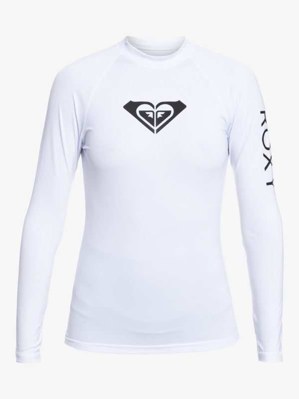 Load image into Gallery viewer, Roxy Women's Whole Hearted LS Rash Vest Bright White ERJWR03547-WBB0
