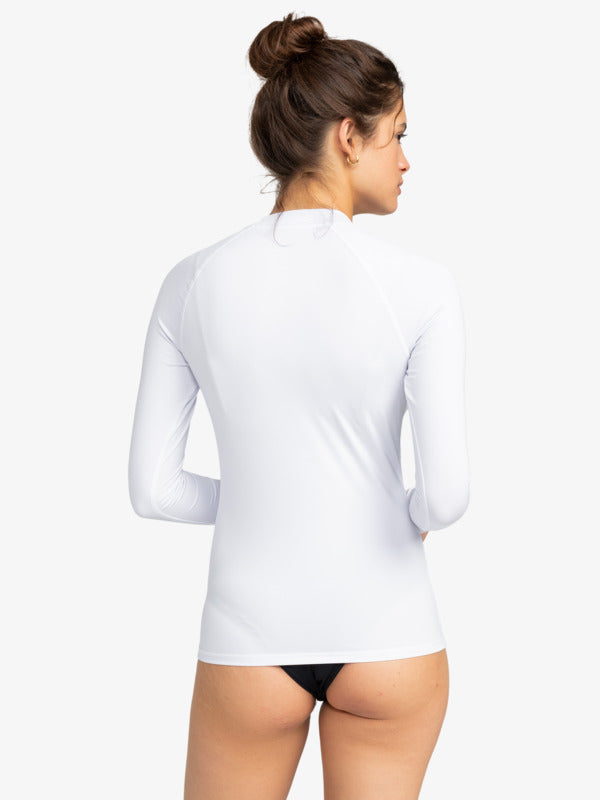 Load image into Gallery viewer, Roxy Women's Whole Hearted LS Rash Vest Bright White ERJWR03547-WBB0
