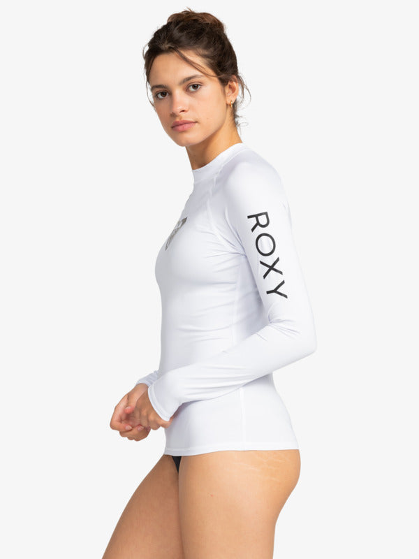Load image into Gallery viewer, Roxy Women's Whole Hearted LS Rash Vest Bright White ERJWR03547-WBB0
