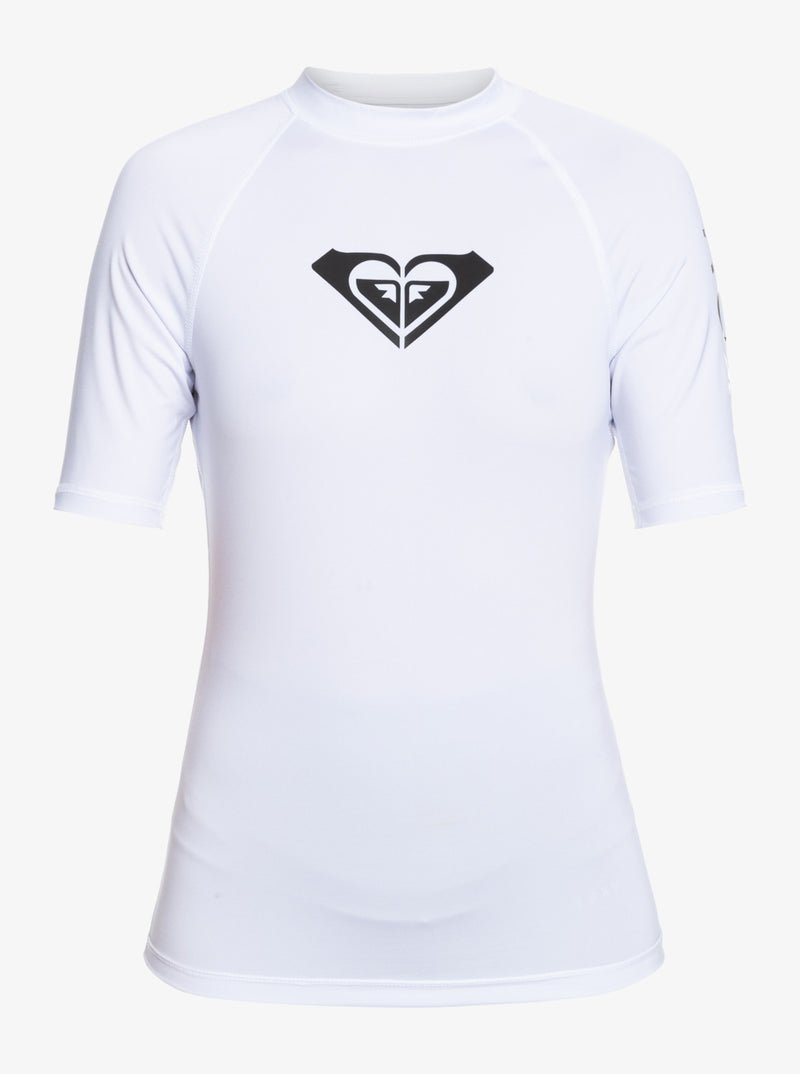 Load image into Gallery viewer, Roxy Women&#39;s Whole Hearted Short Sleeve Rash Vest Bright White ERJWR03548-WBB0
