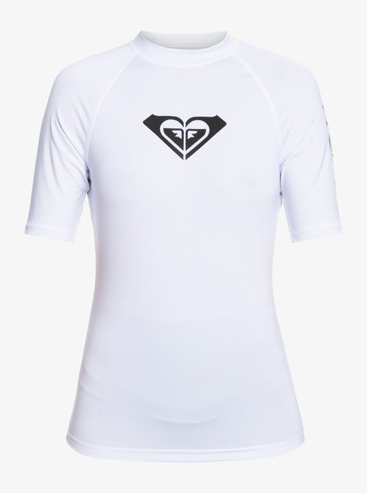 Roxy Women's Whole Hearted Short Sleeve Rash Vest Bright White ERJWR03548-WBB0